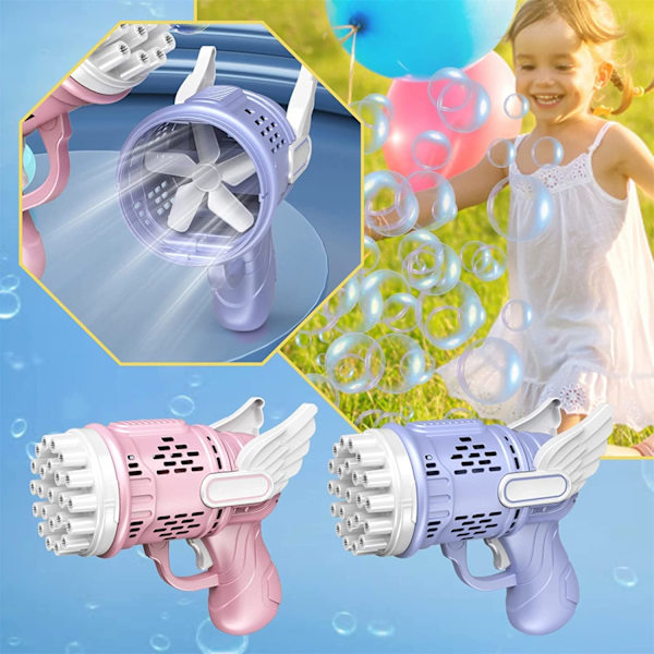 23-håls bubbelpistol bubbelmaskin, automatisk bazooka, rosa