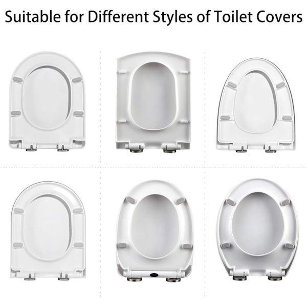 4-delad universal wc-sits set för bidé med cover, funktionell självhäftande kudde, oval, vit