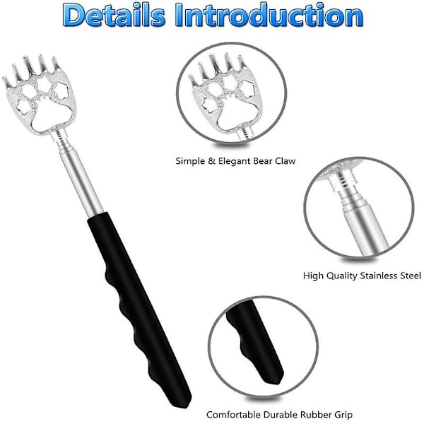 6st Back Scratcher, Massager, Rostfritt stål (svart)