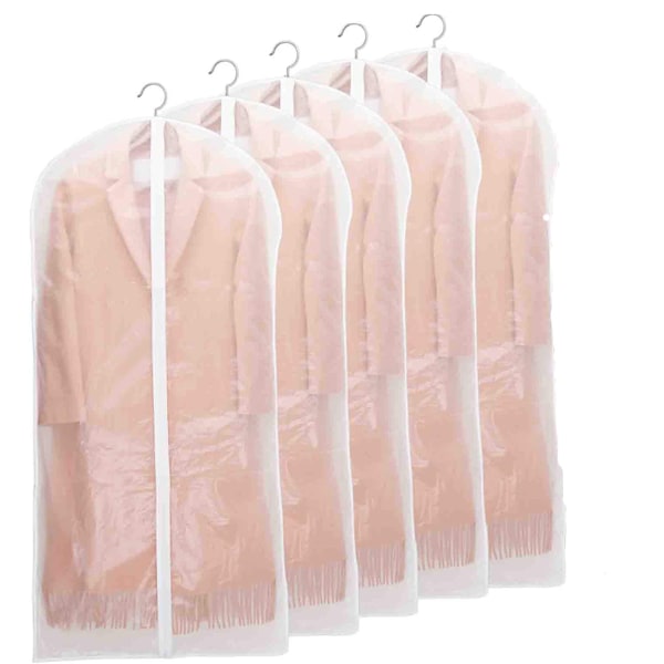 5-pack genomskinliga plaggpåsar plaggfodral med dragkedja, klänning aftonklänning set genomskinlig