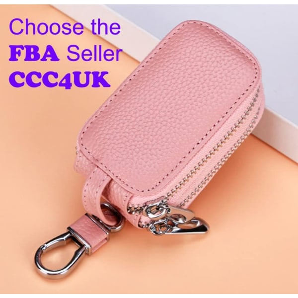 Case Cover Dubbel dragkedja Rosa läder Key Cover Wal