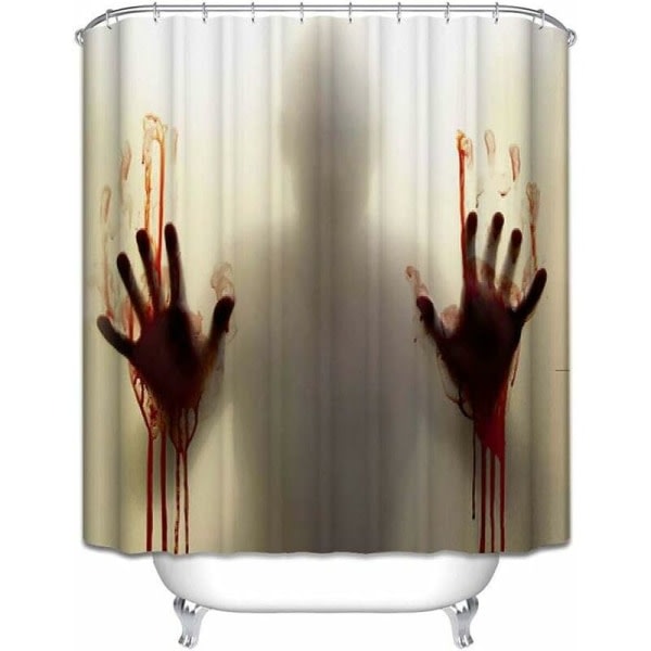 Halloween duschdraperi - Bloody Hands Horror duschdraperier med krokar för Halloween dekoration, 80x180cm