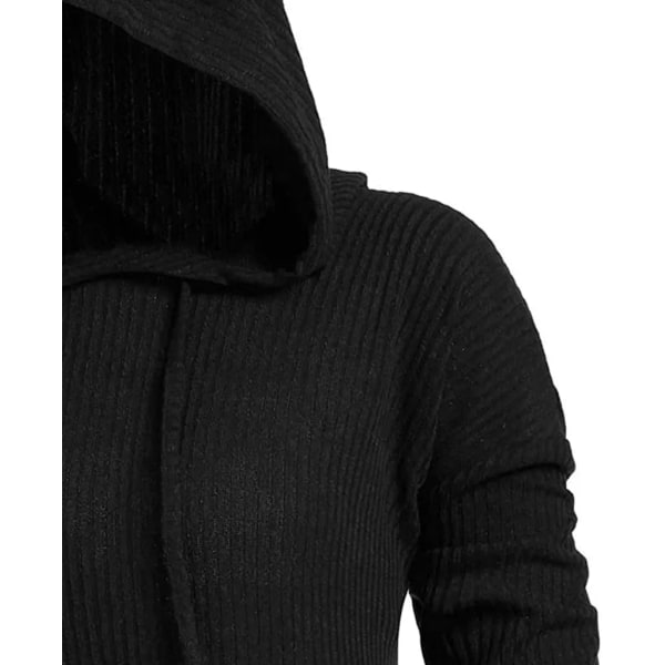 Retro Long Cape Gothic Hoodie Jacka Plus Size High Low Sweater Enfärgad Långskjorta Jacka Cosplay M