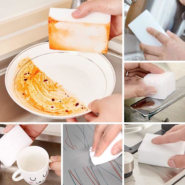 100-pack Magic Cleaning Sponge Eraser, Multifunktionella Premium Sponge Foam rengöringsdynor