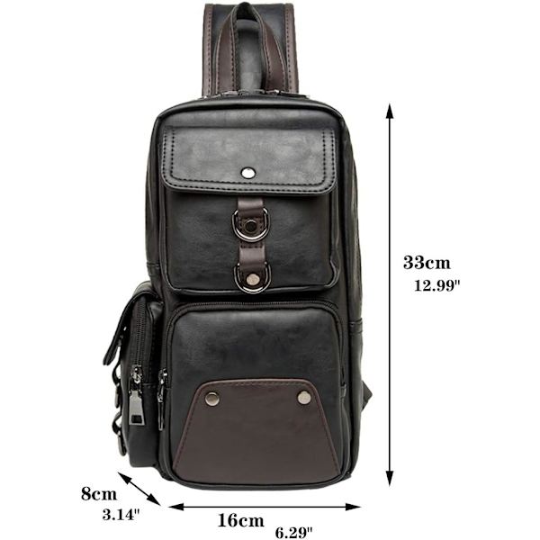 Läderryggsäck för män Kvinnor Utomhusresor Camping Fiske Vandring Crossbody Shoulder Chest Pack