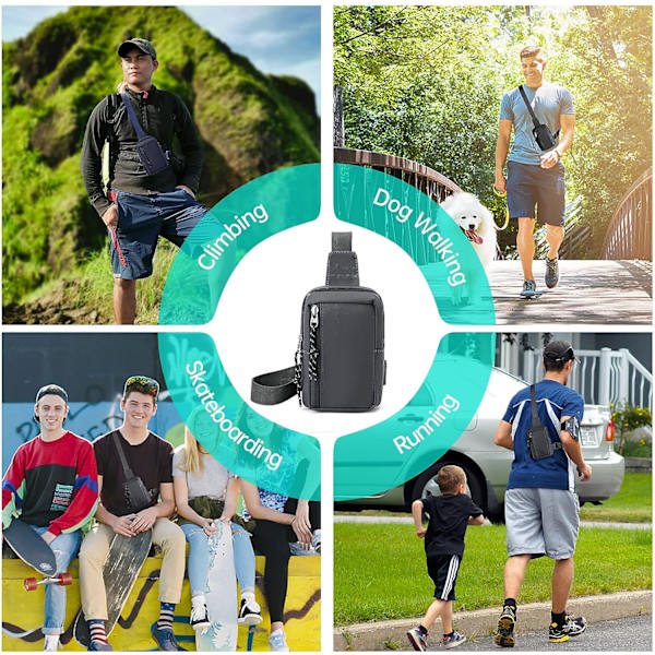 Mini Sling Bag - Herr Dam Liten Vattentät Crossbody Casual Phone Bröstväska för vandring