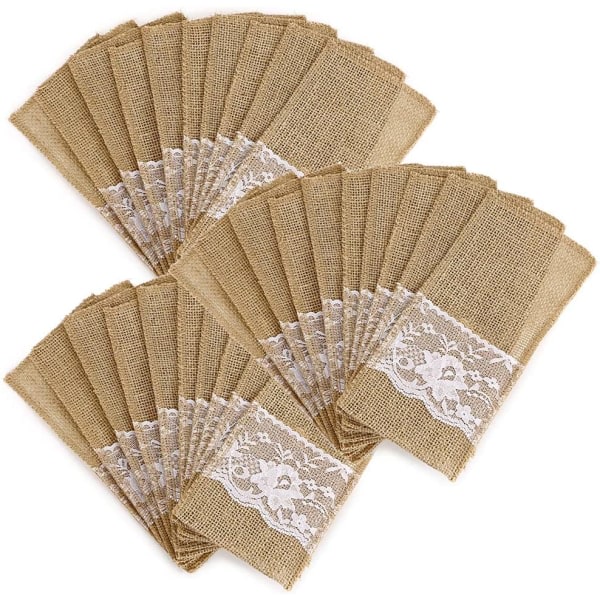 Naturliga säckvävsservisers redskapshållare (beige-30 förpackningar)