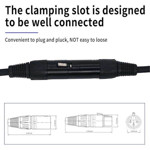 3'XLR-kablar, 3-stifts mikrofonkabel, studiohögtalarkabel, 16,4 fot/5 m