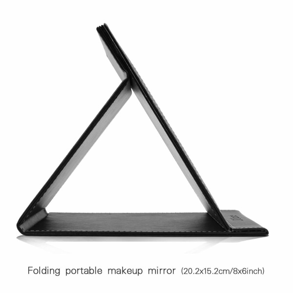 Hopfällbar resespegel, PU portabel justerbar rektangulär ultratunn spegel (8,26W×6,1L)