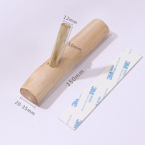 Väggkrokar med trägren, väggmonterade klädkrokar i trä, paket om 4 (2,5 cm - 3 cm breda)