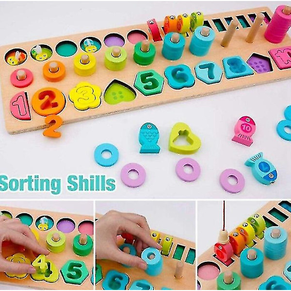Trä nummer pussel sortering Montessori Toddler Toy Shape