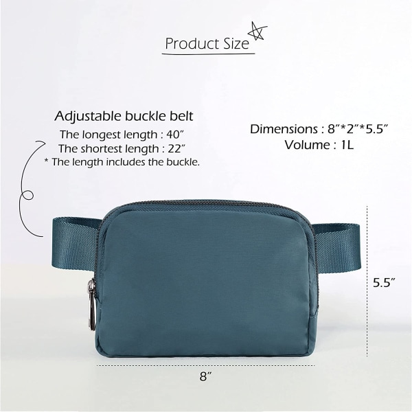 Unisex Mini bältesväska med justerbar rem Liten midjeväska för