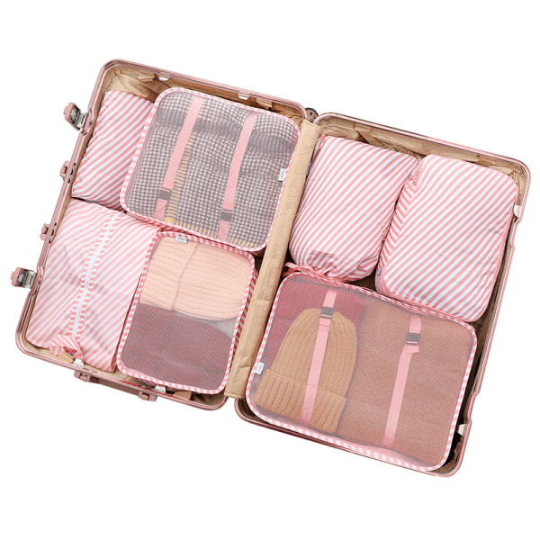 Styckset Travel Organizer Bag Set Outdoor Bagage Kläder Organizer Vit 7-delat set
