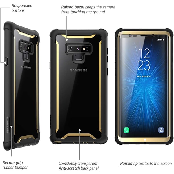 Galaxy Note 9 Case Bumper Case Skärmskydd Svart/Guld