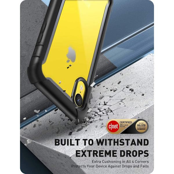 iPhone XR Rugged Clear Bumper Case Skärmskydd (svart)