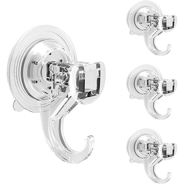 4Pack Krok Sugkrok Vakuum Sugkopp Väggmonterad Krok Ingen borrning krävs Transparent Återanvändbar