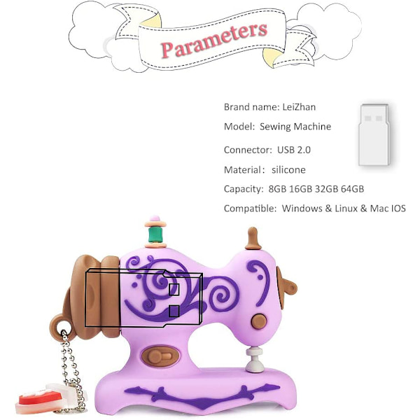 Broderi symaskin Shape Memory Stick, lila 128GB