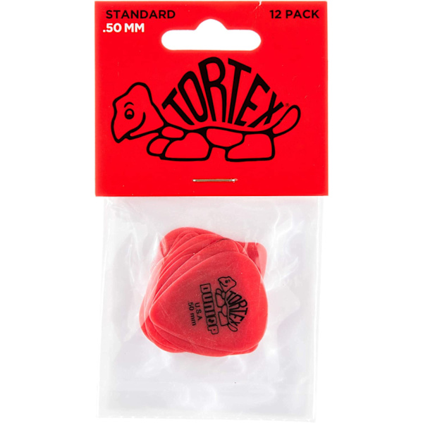Standard 0,50 mm röd gitarrval - 12 förpackningar