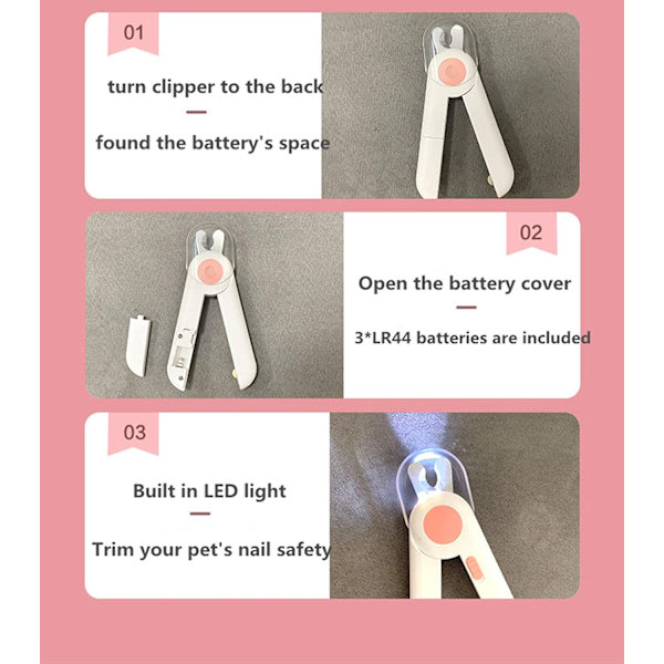 Clipper LED Light USB Uppladdningsbar sladdlös trimmersats, rosa