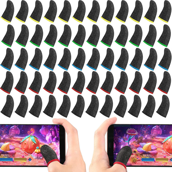60 delar Gaming Finger Sleeves Anti-Sweat Seamless, 5 färg