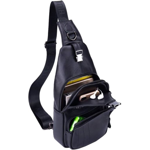 Axelremsväska i läder Crossbody Herr Dam Resor Utomhussporter, Ryggsäck