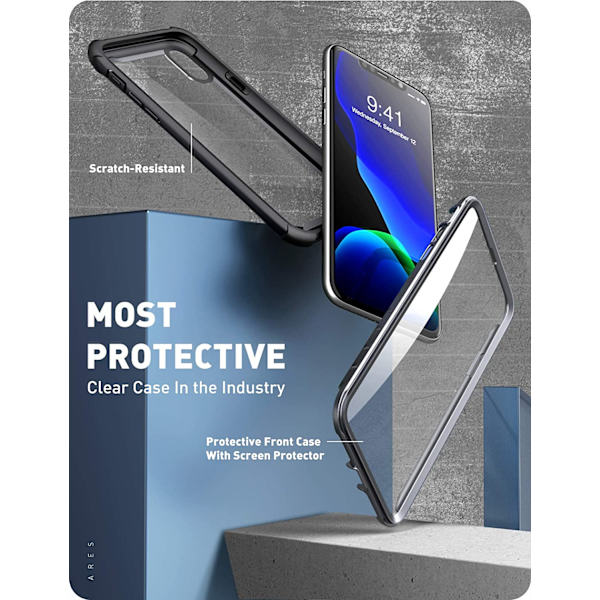 iPhone Xs Full-Body Clear Bumper Case Skärmskydd Svart