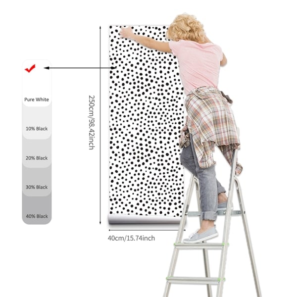 Färgglada Dots Tapeter Självhäftande Väggdekor Rumsdekor Svarta Mini Dots 40x250cm