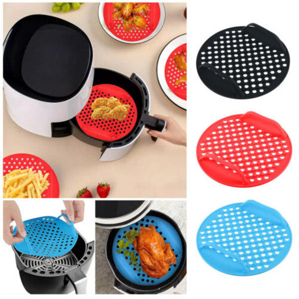 Air Fryer Liners Non-Stick silikonmatta Korg Rund Återanvändbar L black