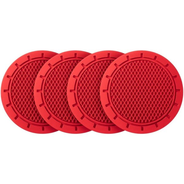 4-packs kuddar för bilkopphållare, 2,75" diameter, halkfri universal, hållbar (röd)