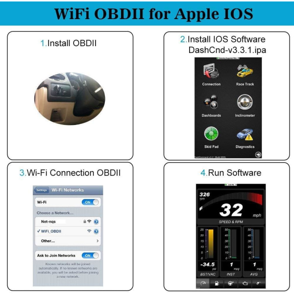Diagnostisk enhet WiFi-adapter, Elm327 trådlös anslutning, diagnostisk skanner FÖR IOS / Android