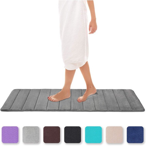 Absorberande och halkfri badmatta Memory foam Tvättbart, Memory foam, 40 x 120 cm - grå