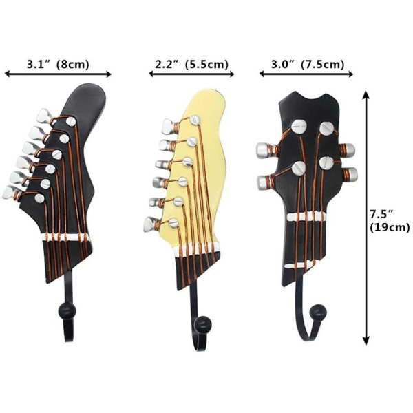 Retro gitarr form dekorativa krokar galgar för att hänga kläder rockar handdukar nycklar hattar