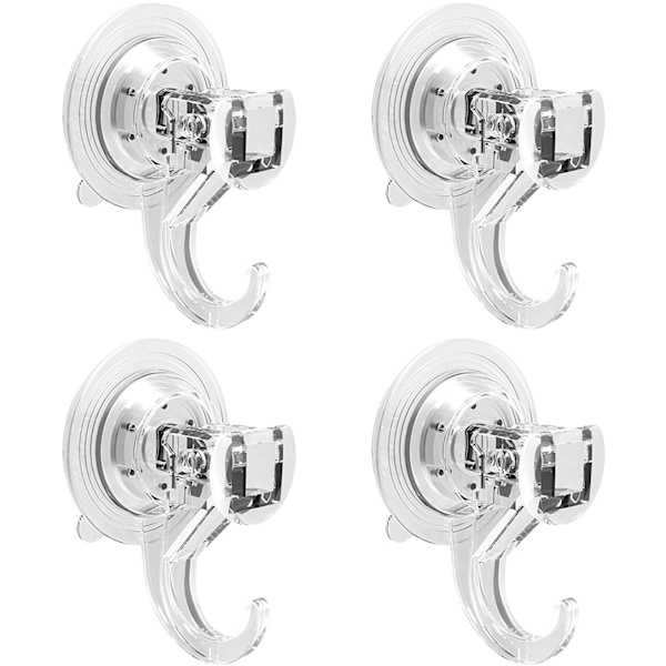 4Pack Krok Sugkrok Vakuum Sugkopp Väggmonterad Krok Ingen borrning krävs Transparent Återanvändbar