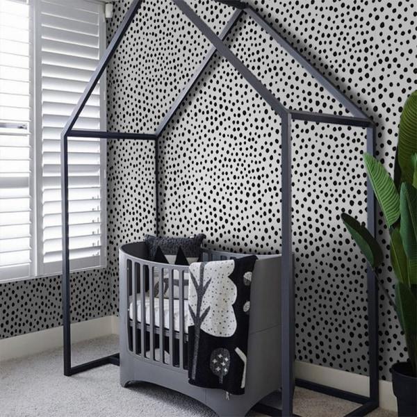 Färgglada Dots Tapeter Självhäftande Väggdekor Rumsdekor Svarta Mini Dots 40x250cm