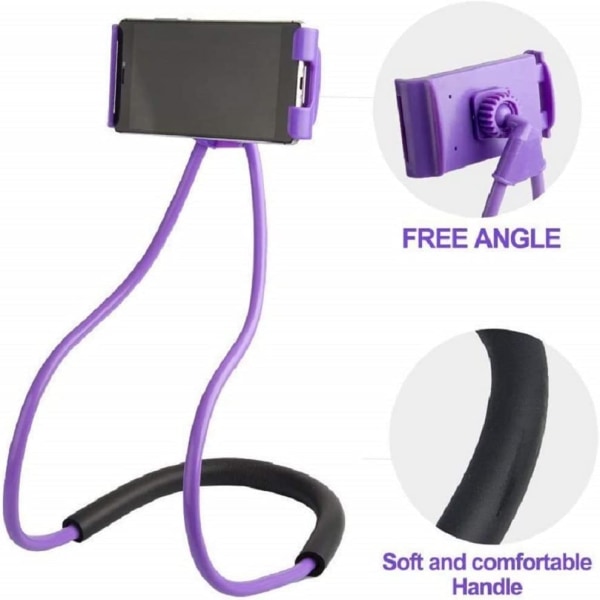 Hängande på halsen Mobiltelefonhållare, Lazy Bracket DIY (lila)