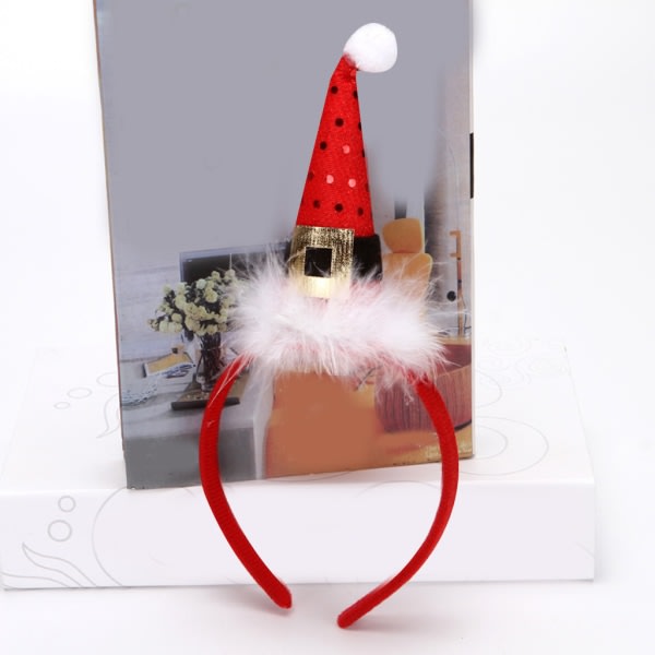 Feather Tomte Hat Pannband Paljetter Xmas Hat Hårband Jul Hatt Hårbåge