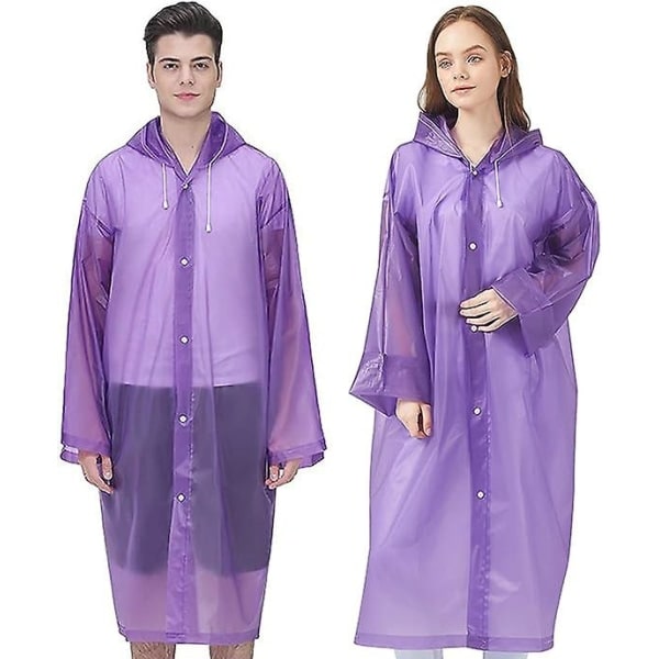 Regnrock för vuxna Återanvändbar unisex nödregnrock Regnrock med luva och dragsko Lila L