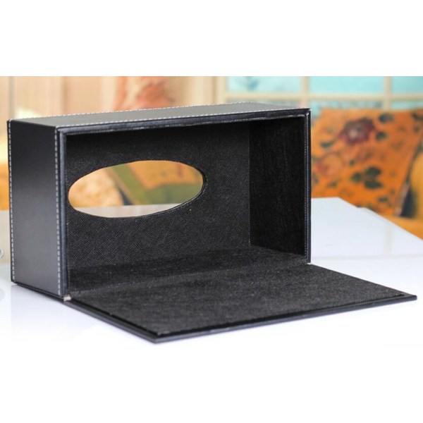 Läder Tissue Box Hållare Tissue Dispenser Box för hembil dekoration-svart (stor, tabby brun)