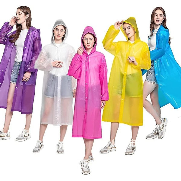 Althee Poncho, 5-pack regnrock för vuxna, engångs- eller återanvändbar nödponcho