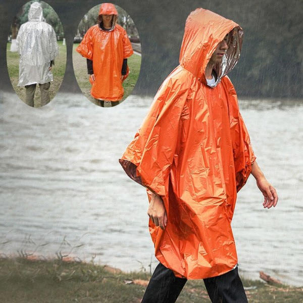 Nödfallsregnkappa förtjockad reflekterande lång filtgrön