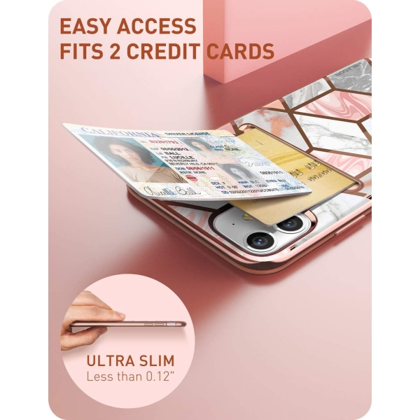 iPhone 12/12 Pr Slim Designer Wallet Case Marmor