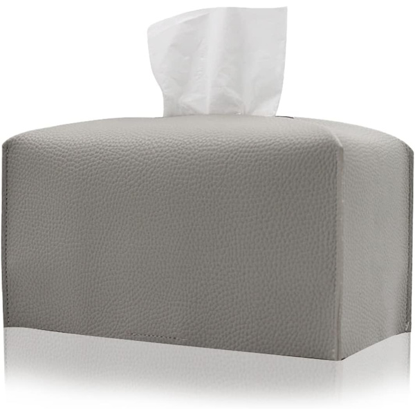 Läder rektangel Tissues Box Hållare Dekorativt case Grå