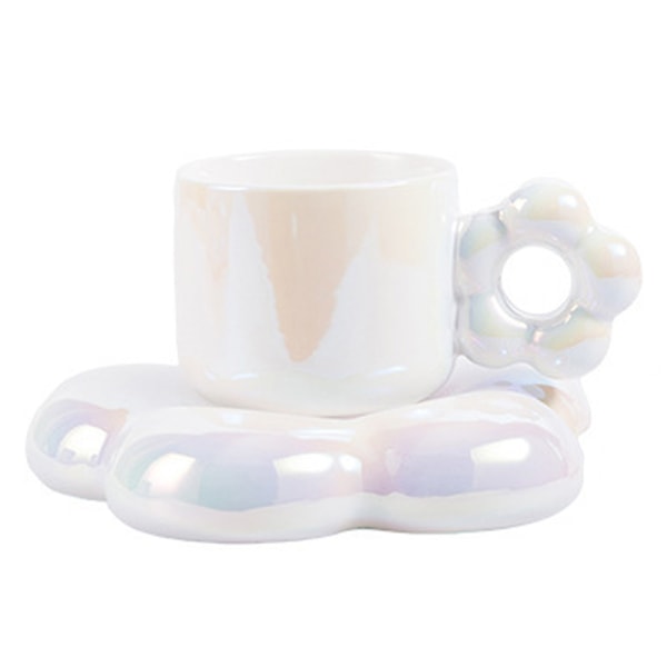 Set keramisk kaffekopp kreativ mugg set tekopp och fat 250ml (vit)