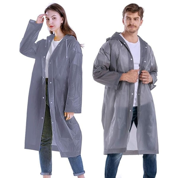 2-pack återanvändbara regnrockar för vuxna - EVA Poncho regnrockar för män regnrockar