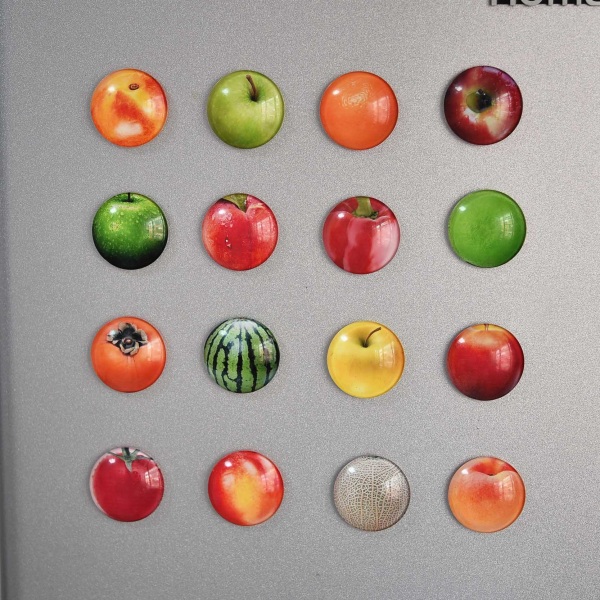 Kylskåpsmagneter - Frukt & Bär - Glas - 8-Pack Multicolor