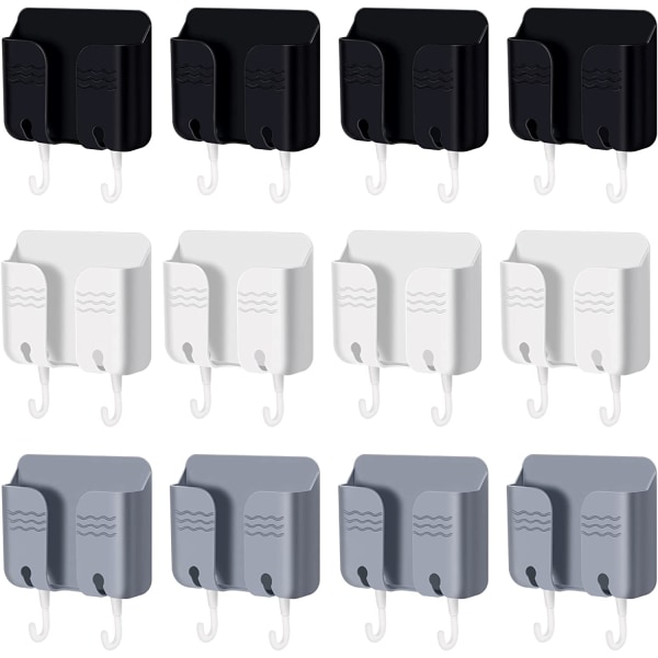 12st väggmonterad telefonhållare självhäftande (svart, vit, grå
