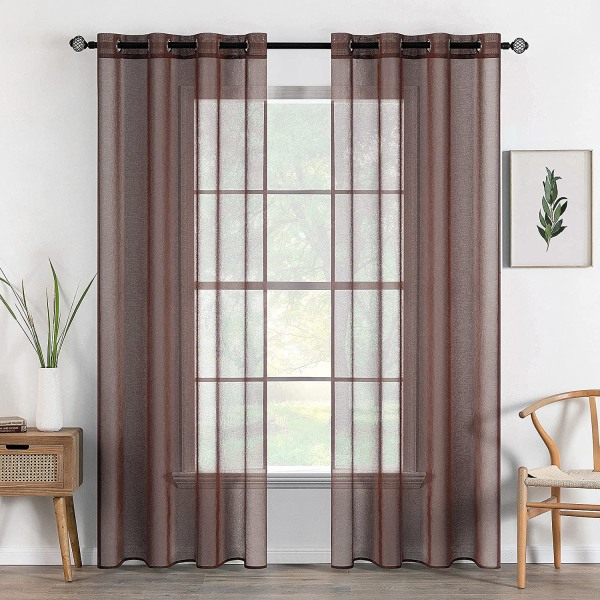 2 st. gardiner enfärgade (mörk curry-140*183cm)