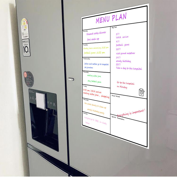 magnetisk kylkalender - praktisk för planering av familjemåltider,