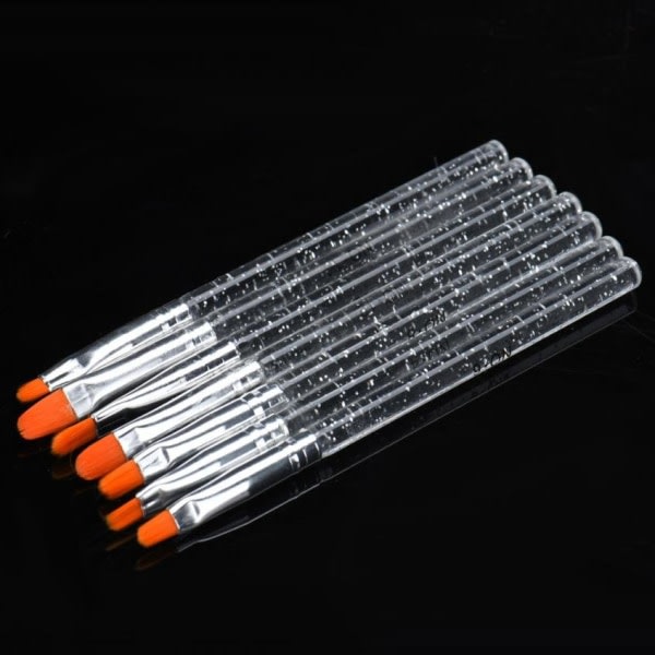 7 st Akryl/UV borstar naglar - Klar Transparent