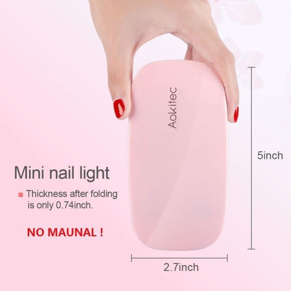 Mini UV LED nagellampa, bärbar nageltork för alla gelnagellack rosa